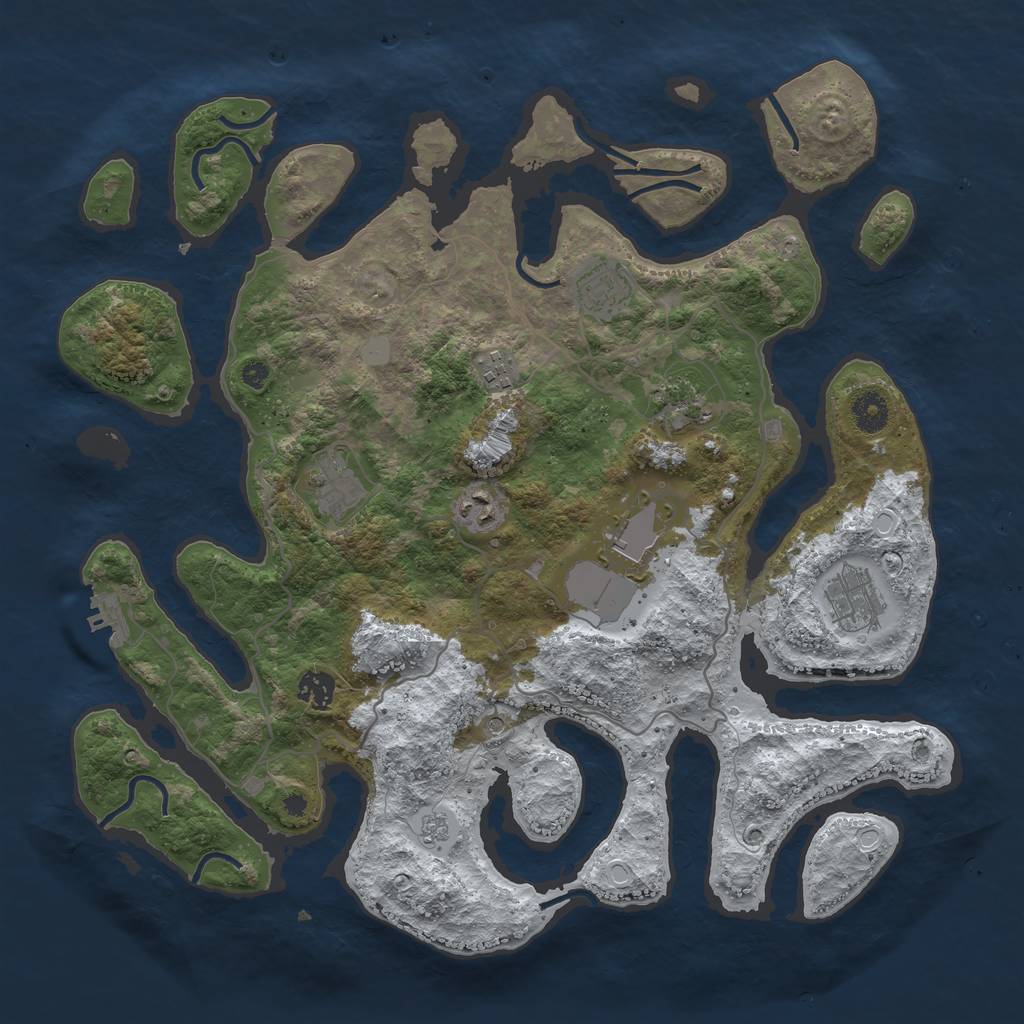 Rust Map: Procedural Map, Size: 4000, Seed: 758368618, 16 Monuments