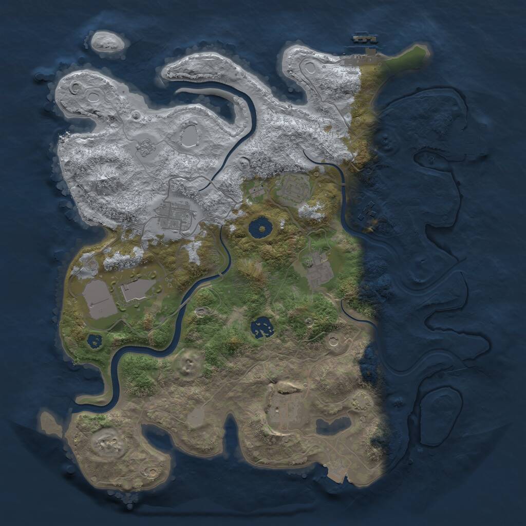 Rust Map: Procedural Map, Size: 3550, Seed: 934660, 13 Monuments