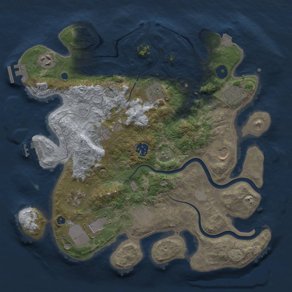 Rust Map: Procedural Map, Size: 3500, Seed: 745622359, 16 Monuments