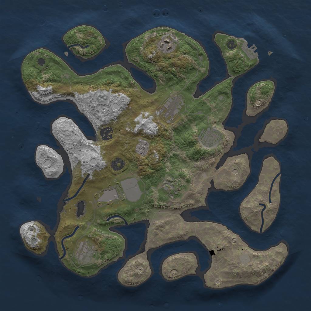Rust Map: Procedural Map, Size: 3500, Seed: 745622359, 15 Monuments