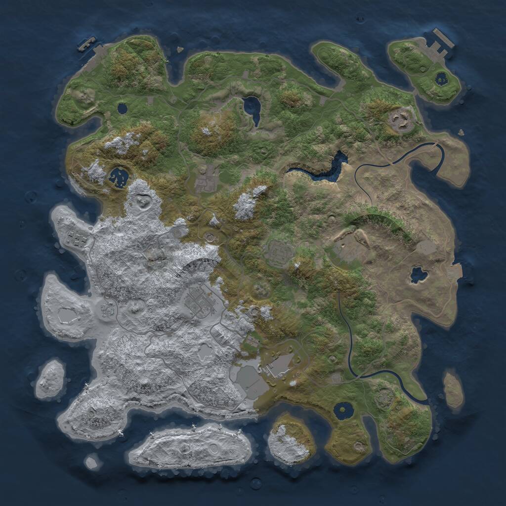 Rust Map: Procedural Map, Size: 4000, Seed: 964485, 14 Monuments