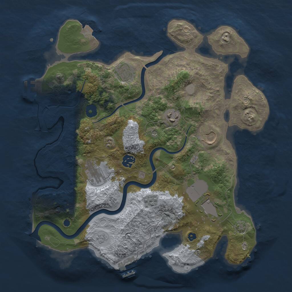 Rust Map: Procedural Map, Size: 3500, Seed: 73, 13 Monuments