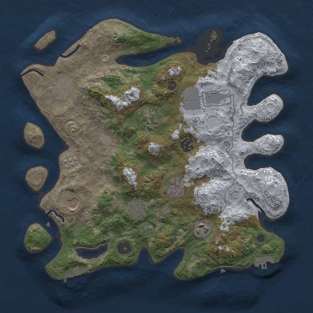 Rust Map: Procedural Map, Size: 3500, Seed: 2078358165, 18 Monuments