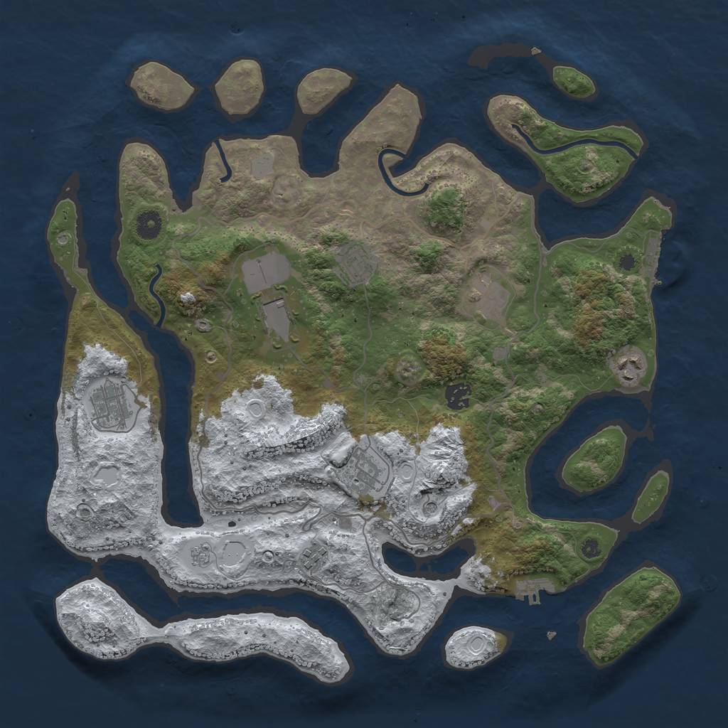 Rust Map: Procedural Map, Size: 4000, Seed: 1428900064, 17 Monuments