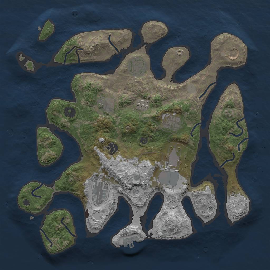 Rust Map: Procedural Map, Size: 3550, Seed: 587484, 15 Monuments