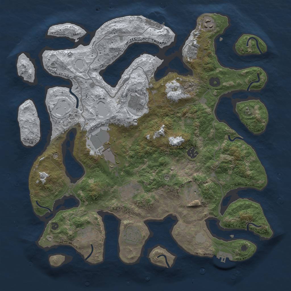 Rust Map: Procedural Map, Size: 4000, Seed: 763180, 18 Monuments