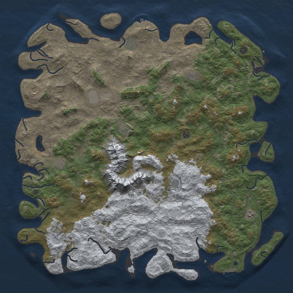 Rust Map: Procedural Map, Size: 6000, Seed: 34624636, 20 Monuments
