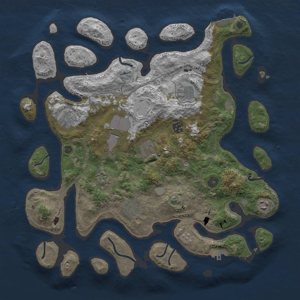 Rust Map: Procedural Map, Size: 4050, Seed: 1551381816, 17 Monuments