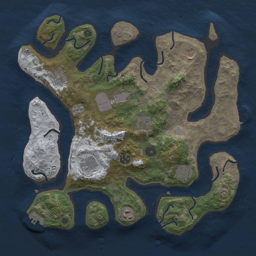 Rust Map: Procedural Map, Size: 3550, Seed: 987429, 16 Monuments