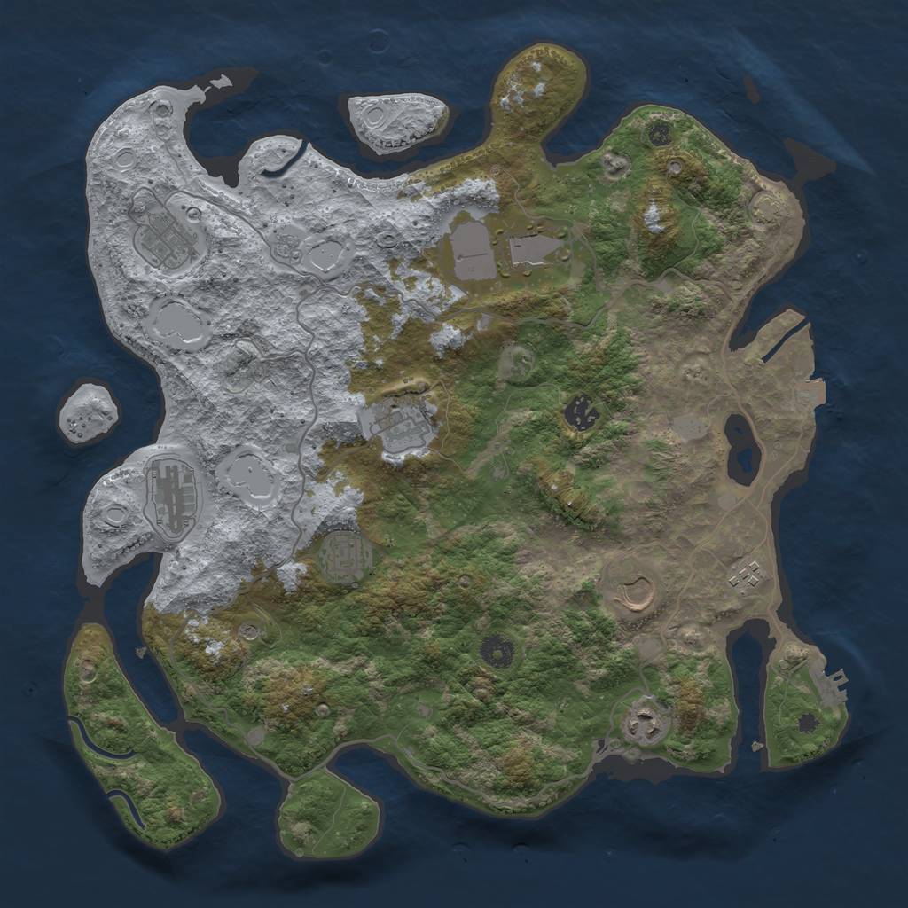 Rust Map: Procedural Map, Size: 4000, Seed: 251988, 16 Monuments