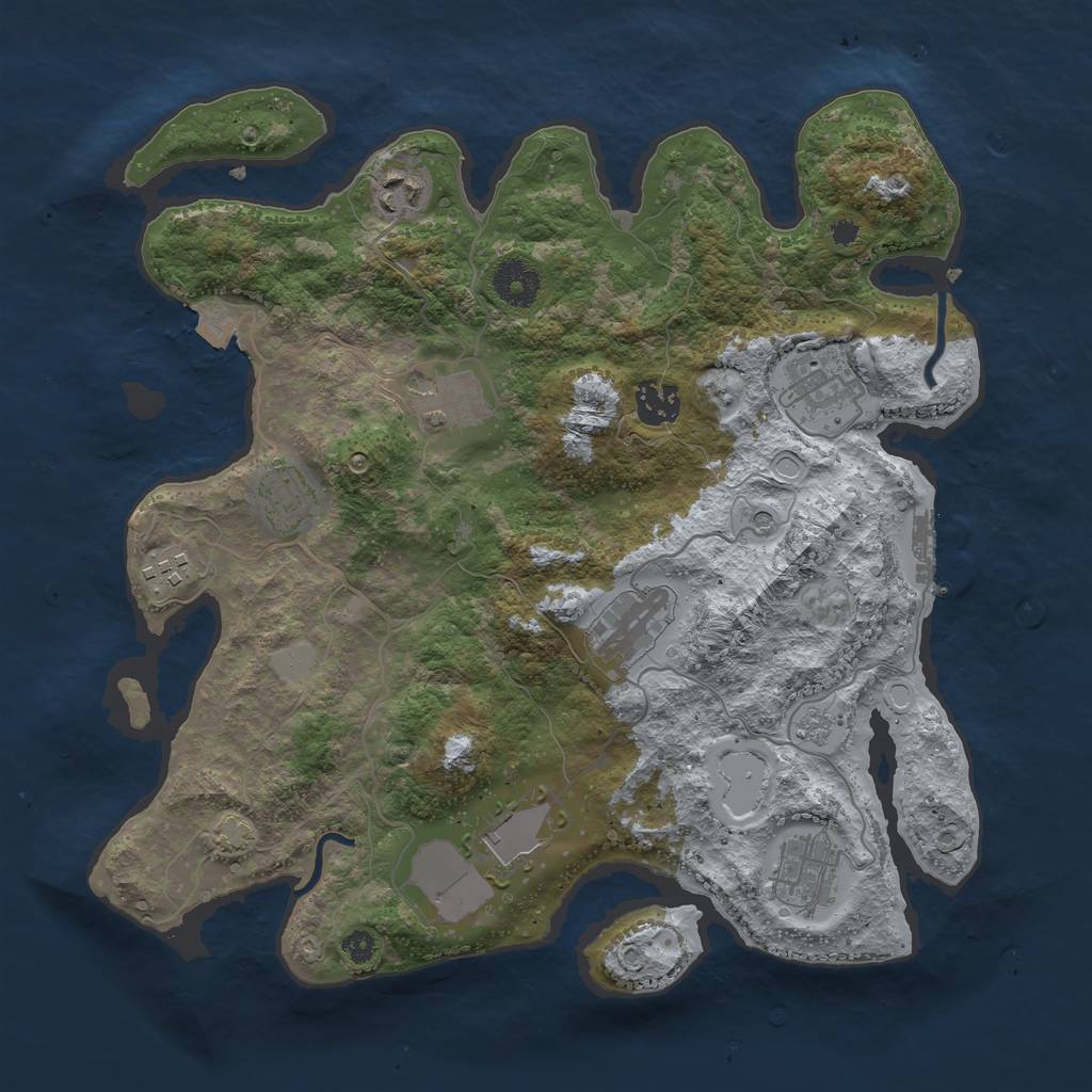 Rust Map: Procedural Map, Size: 3500, Seed: 556, 16 Monuments