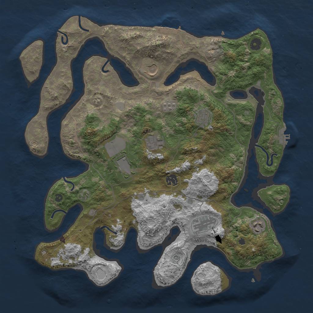 Rust Map: Procedural Map, Size: 4000, Seed: 37358496, 16 Monuments