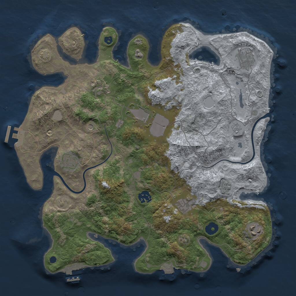 Rust Map: Procedural Map, Size: 3550, Seed: 35490, 14 Monuments
