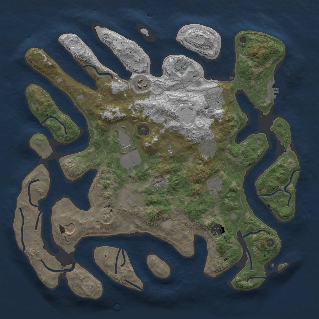 Rust Map: Procedural Map, Size: 4000, Seed: 1359543002, 16 Monuments