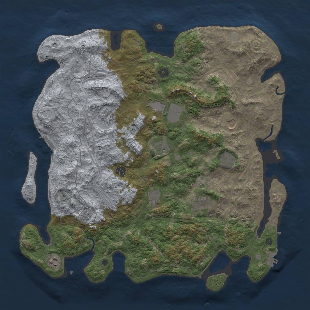 Rust Map: Procedural Map, Size: 4500, Seed: 1160764464, 17 Monuments