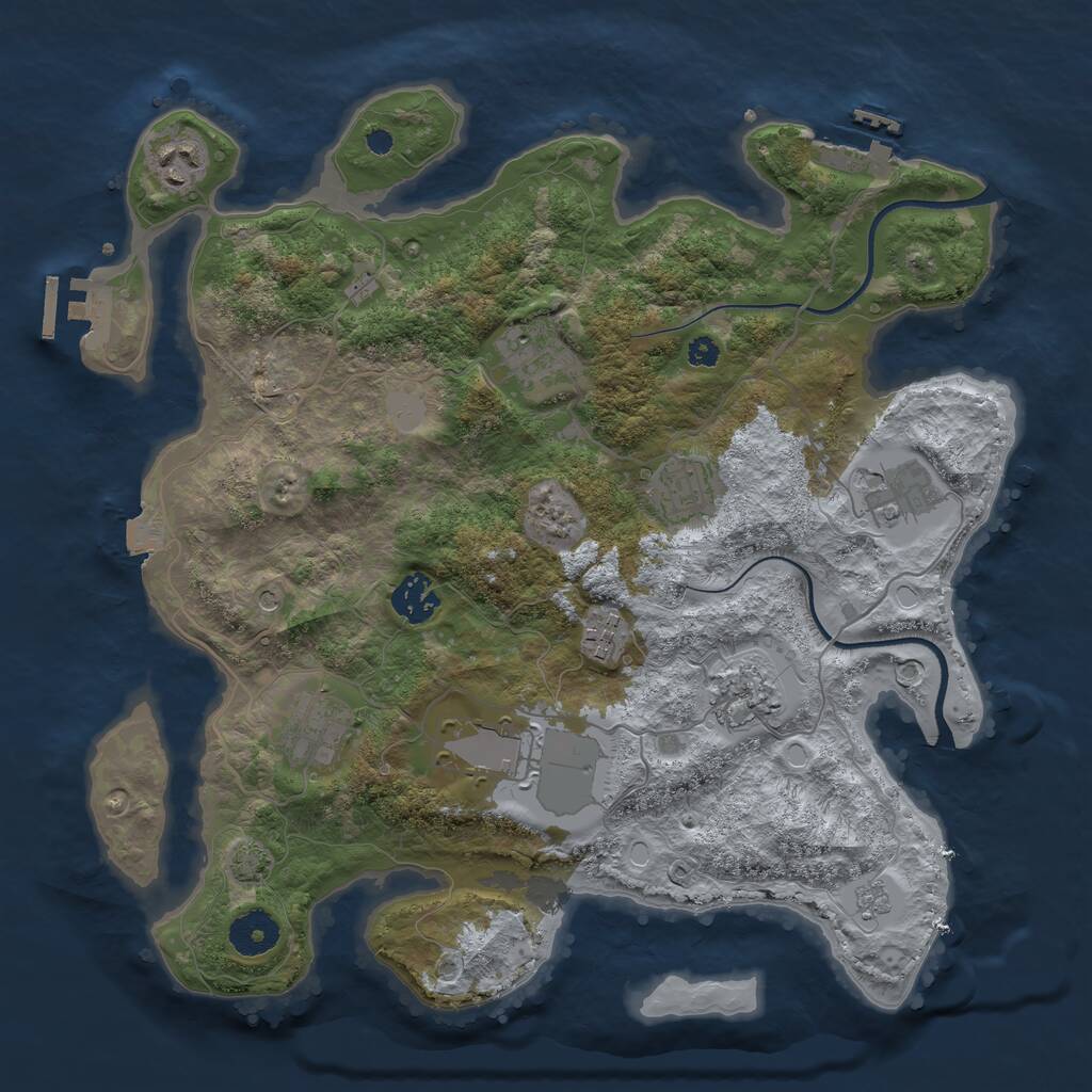 Rust Map: Procedural Map, Size: 3500, Seed: 2412, 15 Monuments
