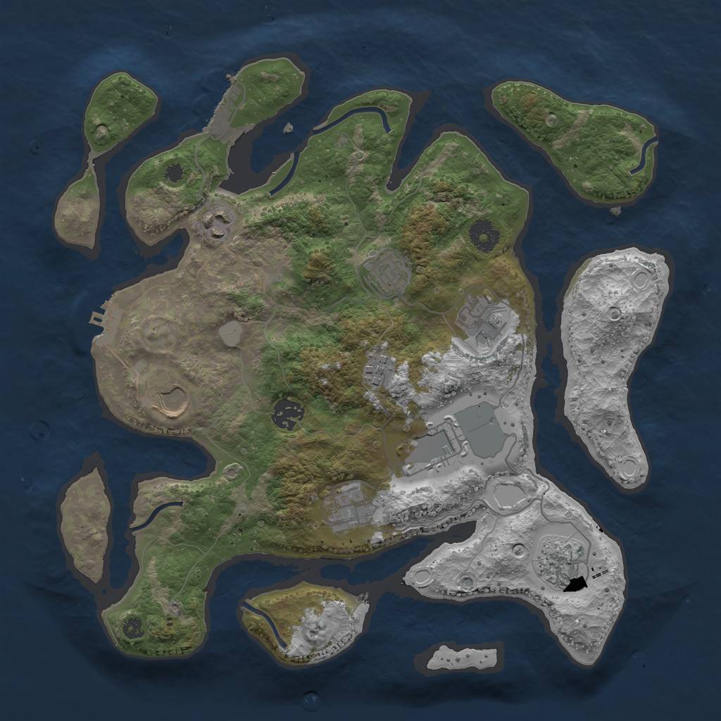 Rust Map: Procedural Map, Size: 3500, Seed: 2412, 16 Monuments