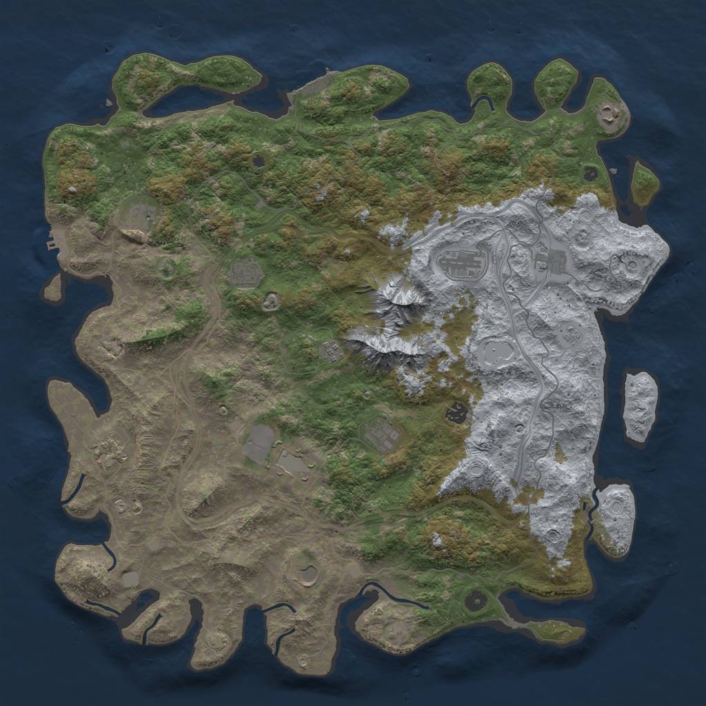 Rust Map: Procedural Map, Size: 5000, Seed: 420, 19 Monuments