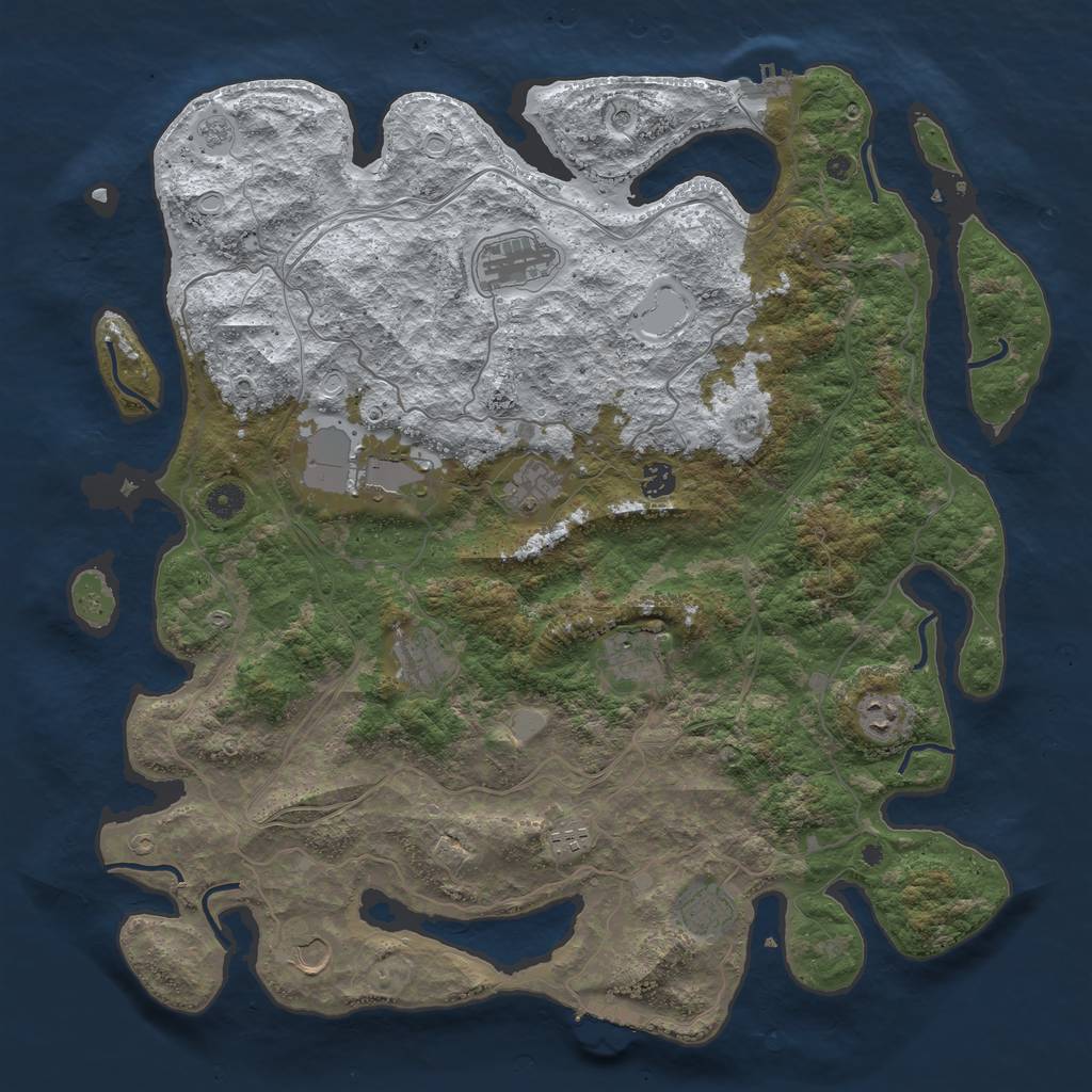 Rust Map: Procedural Map, Size: 4500, Seed: 18, 19 Monuments