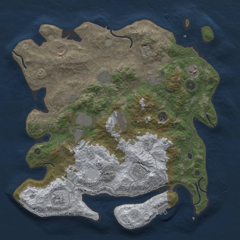 Rust Map: Procedural Map, Size: 4000, Seed: 923353, 20 Monuments