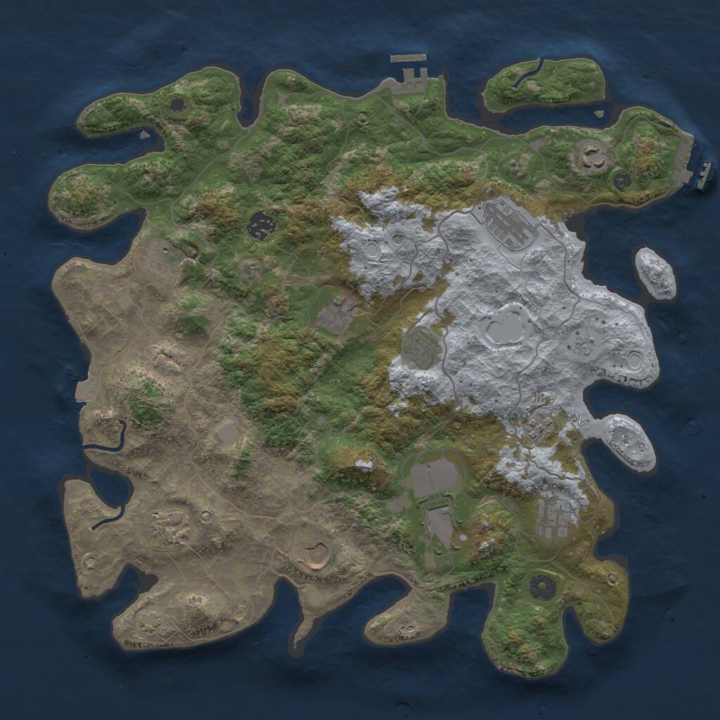 Rust Map: Procedural Map, Size: 4000, Seed: 1034882328, 17 Monuments