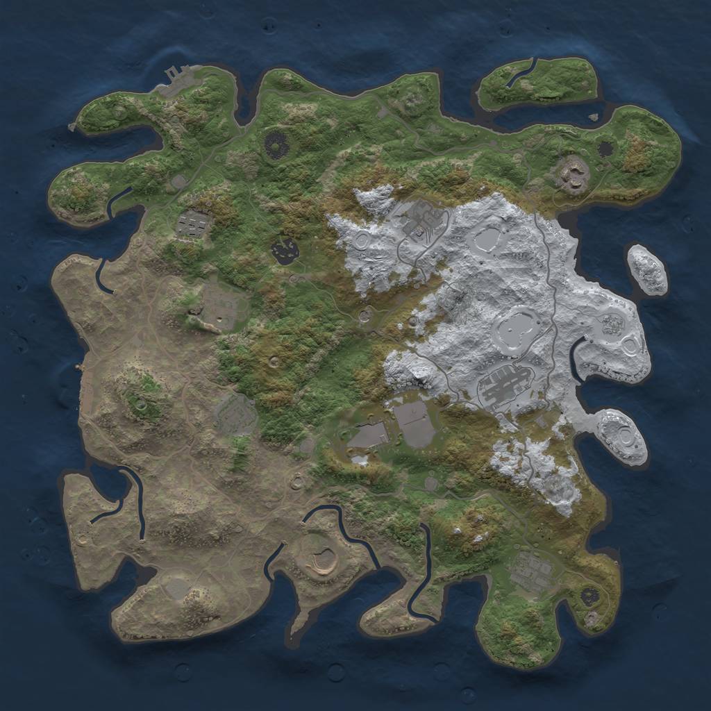 Rust Map: Procedural Map, Size: 4000, Seed: 1034882328, 19 Monuments