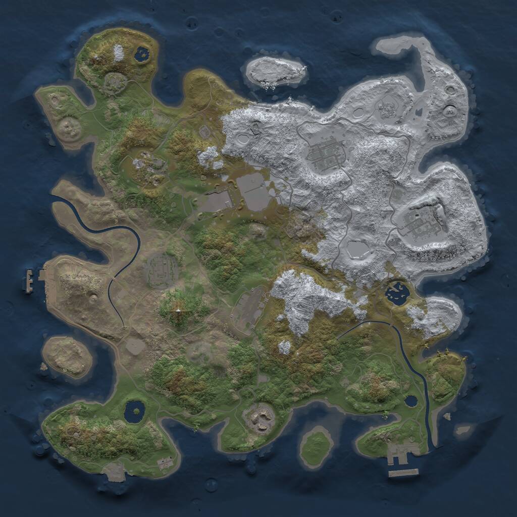 Rust Map: Procedural Map, Size: 3500, Seed: 162, 13 Monuments