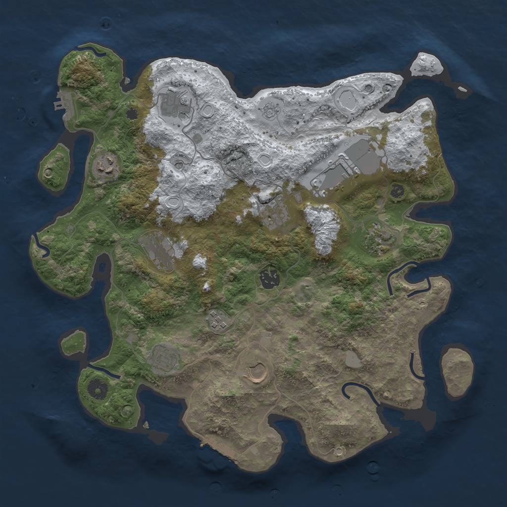 Rust Map: Procedural Map, Size: 3750, Seed: 158163403, 19 Monuments