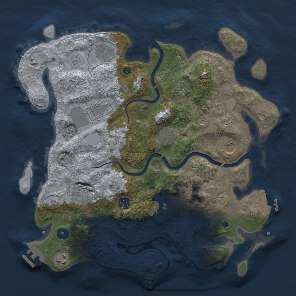 Rust Map: Procedural Map, Size: 3750, Seed: 273943921, 16 Monuments
