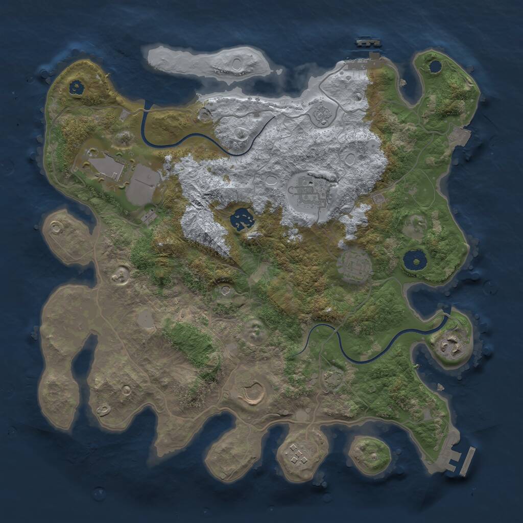 Rust Map: Procedural Map, Size: 3500, Seed: 4852, 13 Monuments