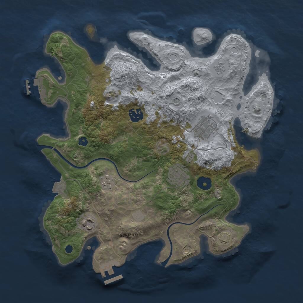 Rust Map: Procedural Map, Size: 3200, Seed: 777, 11 Monuments