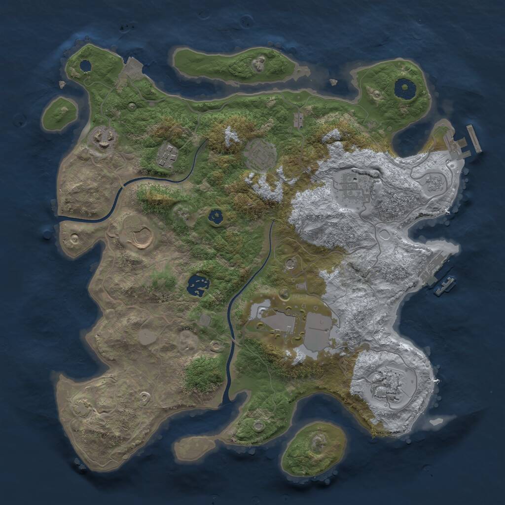 Rust Map: Procedural Map, Size: 3500, Seed: 2022992691, 14 Monuments