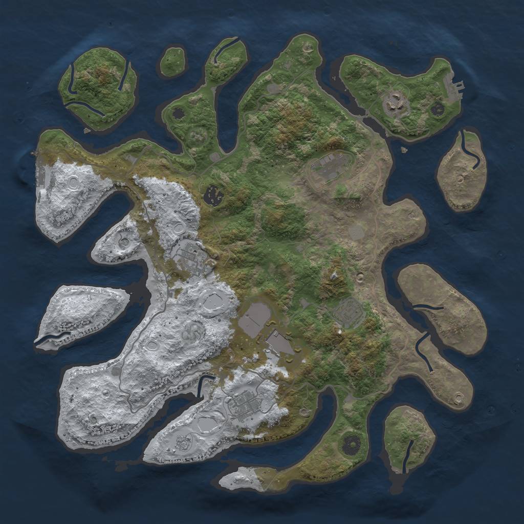 Rust Map: Procedural Map, Size: 4000, Seed: 583711, 16 Monuments