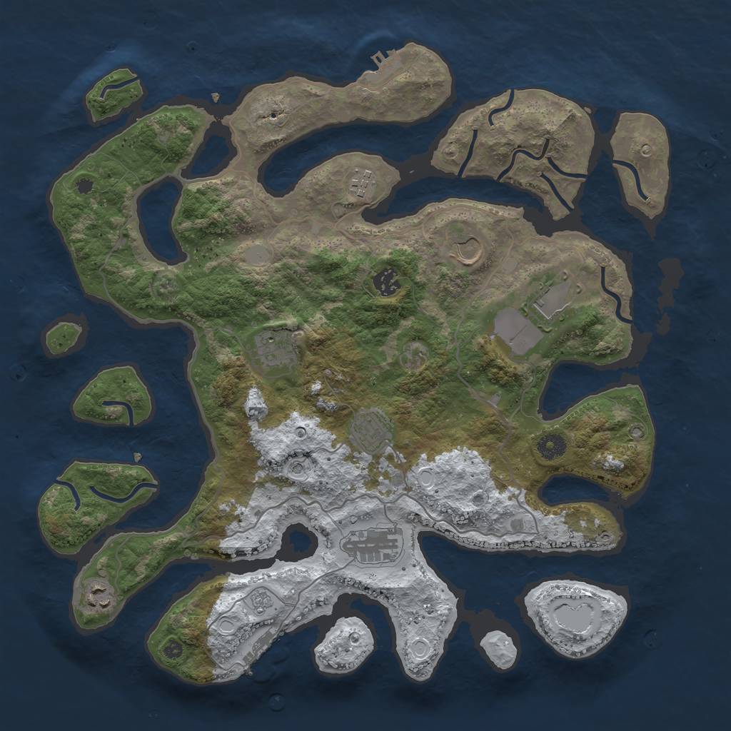 Rust Map: Procedural Map, Size: 4000, Seed: 792030, 17 Monuments
