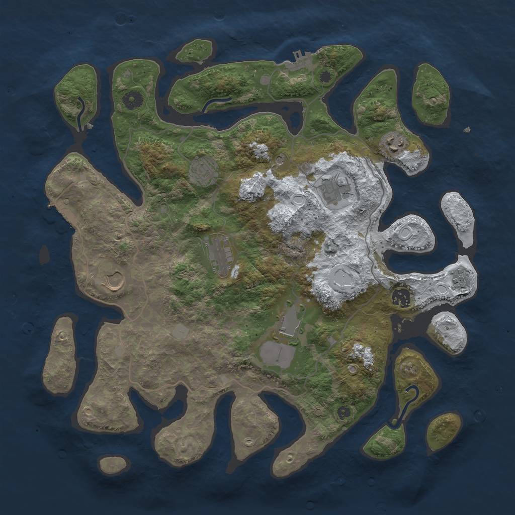 Rust Map: Procedural Map, Size: 4000, Seed: 1052743489, 16 Monuments