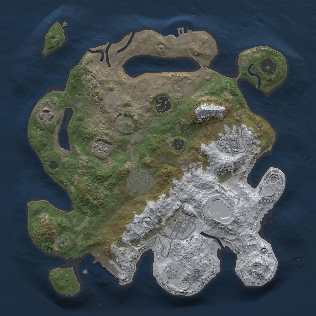 Rust Map: Procedural Map, Size: 3000, Seed: 1941327878, 15 Monuments