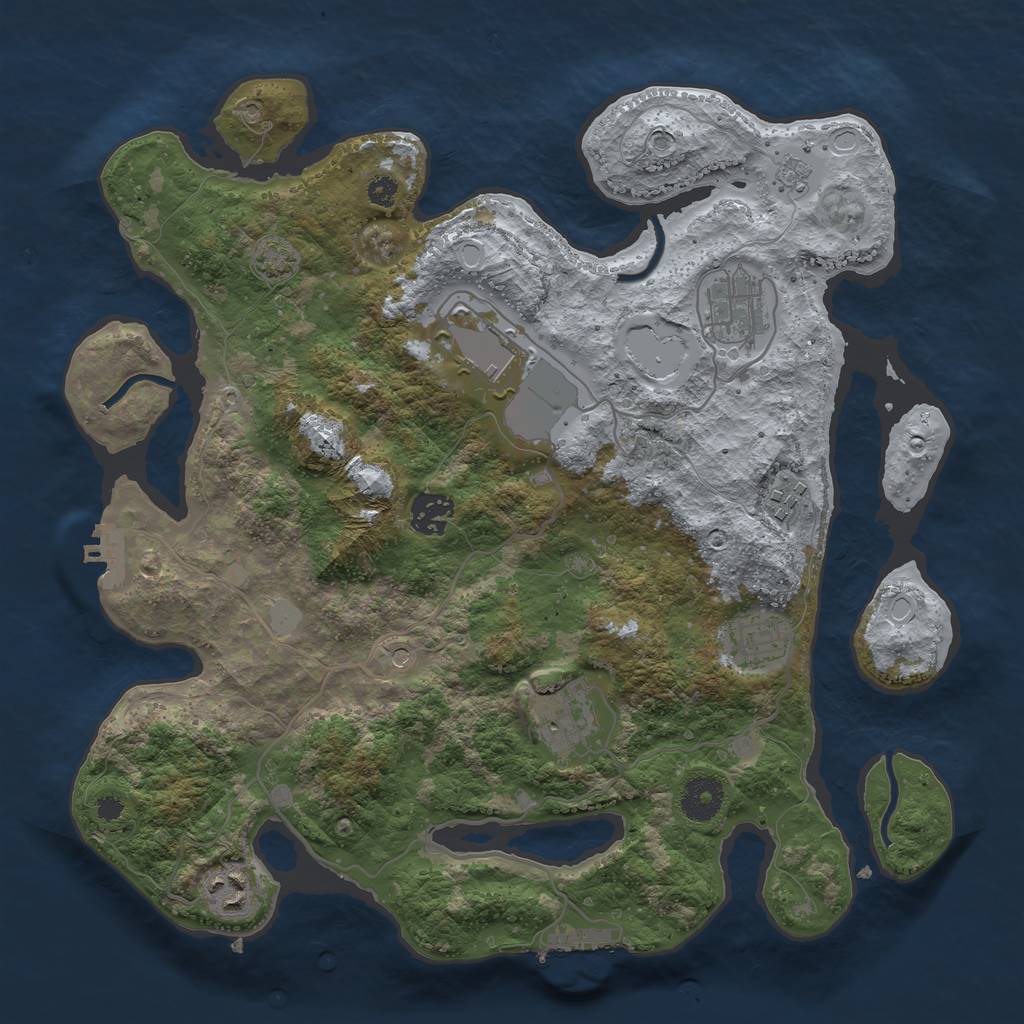 Rust Map: Procedural Map, Size: 3500, Seed: 38641056, 15 Monuments