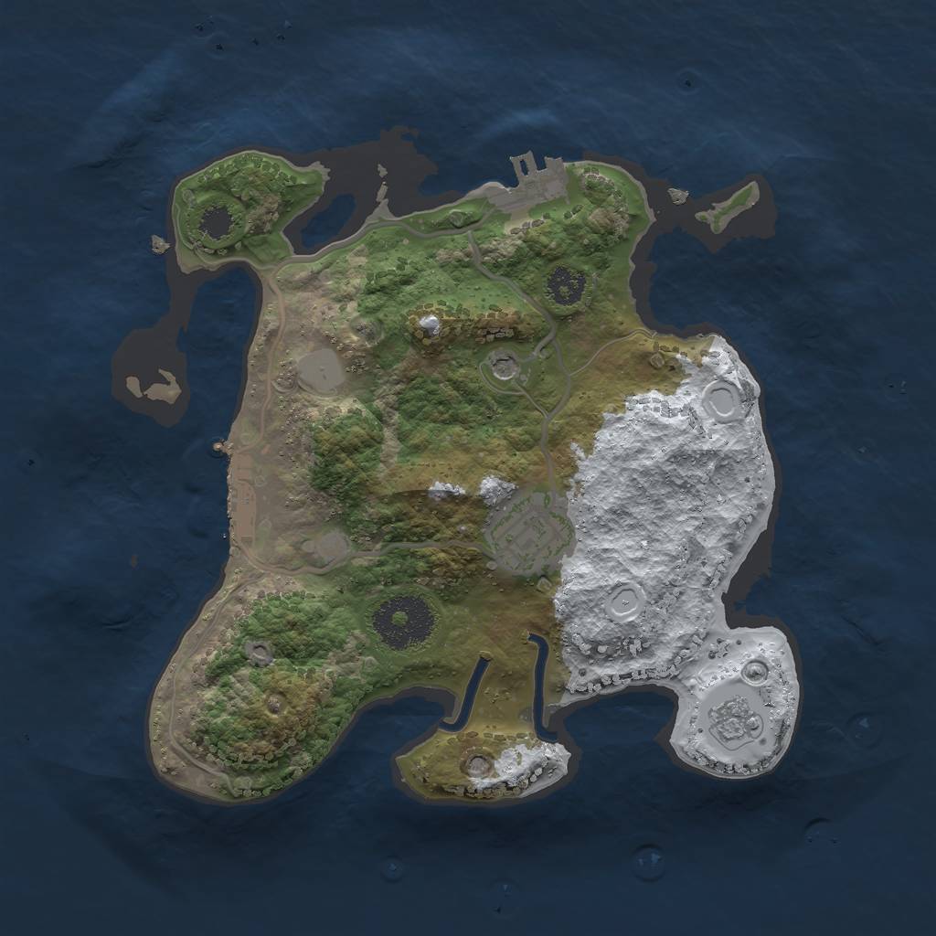 Rust Map: Procedural Map, Size: 2500, Seed: 23, 10 Monuments