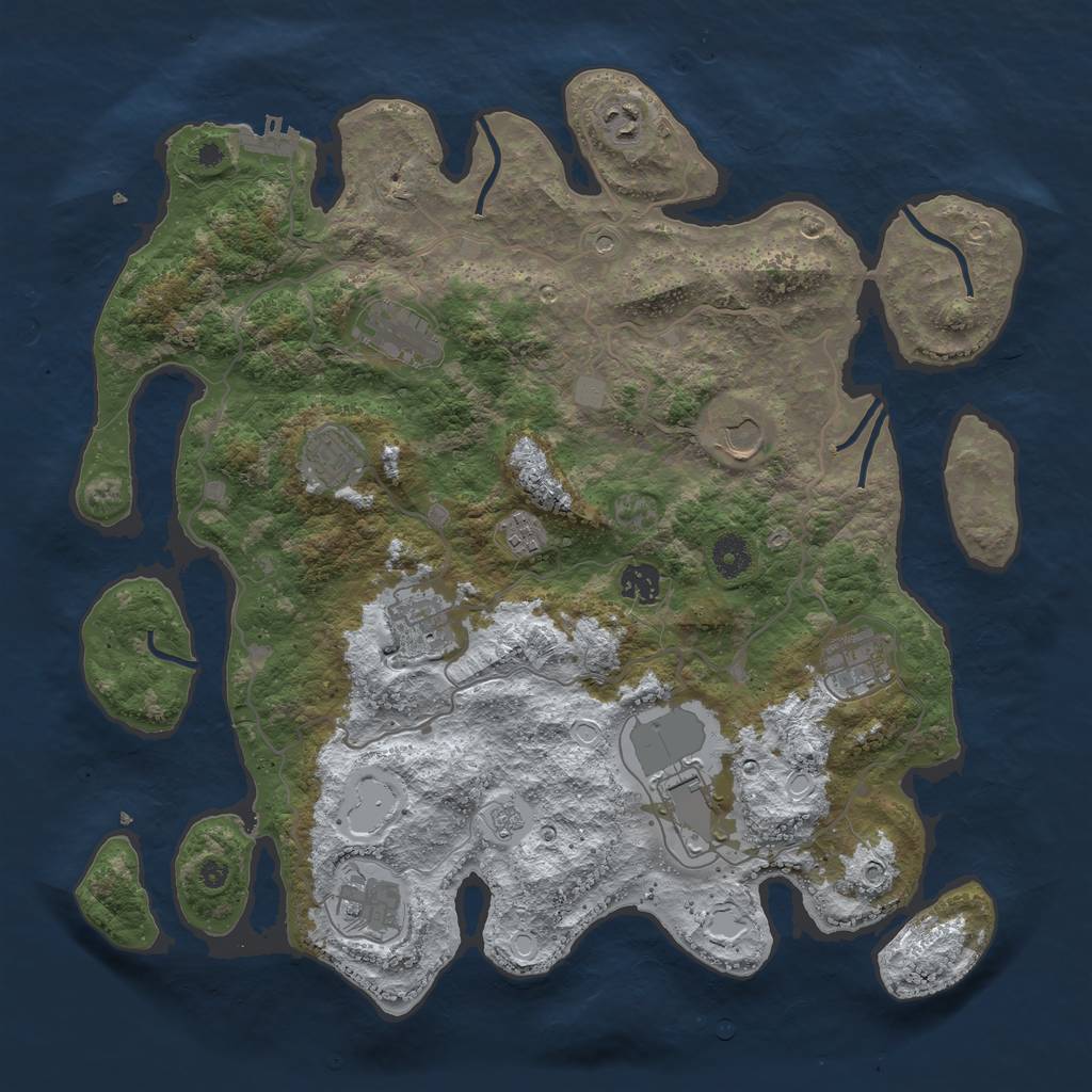 Rust Map: Procedural Map, Size: 4000, Seed: 374012, 18 Monuments