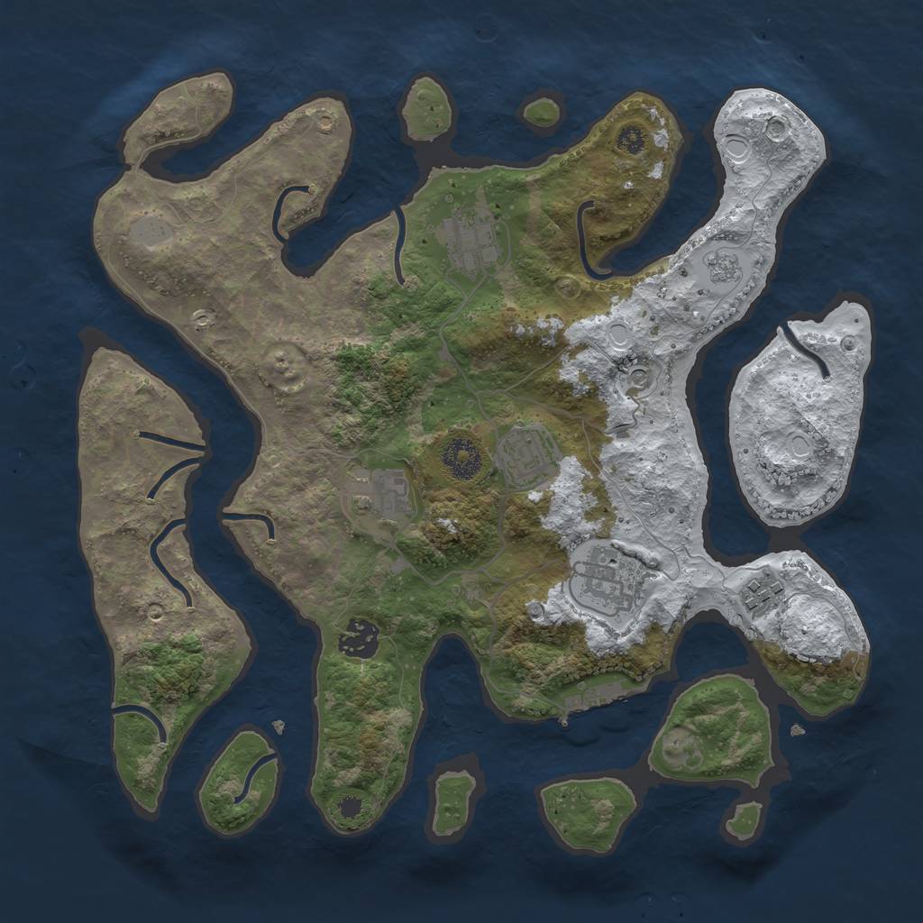 Rust Map: Procedural Map, Size: 3400, Seed: 30101, 14 Monuments