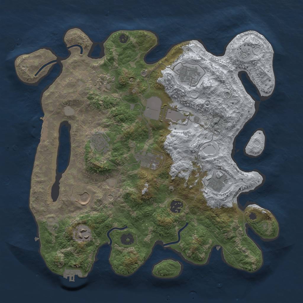 Rust Map: Procedural Map, Size: 3550, Seed: 851133, 18 Monuments