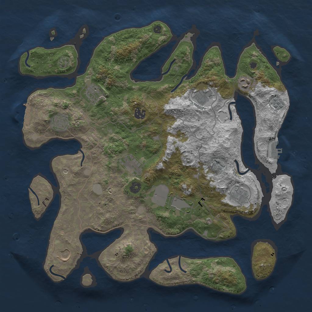Rust Map: Procedural Map, Size: 4000, Seed: 565, 18 Monuments