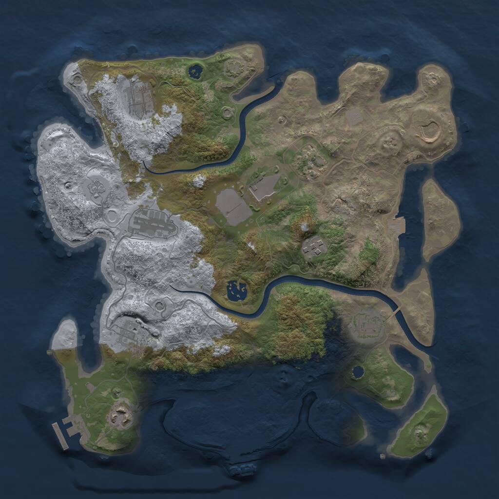 Rust Map: Procedural Map, Size: 3500, Seed: 14637895, 16 Monuments