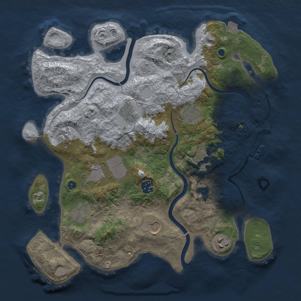 Rust Map: Procedural Map, Size: 3550, Seed: 304589, 15 Monuments