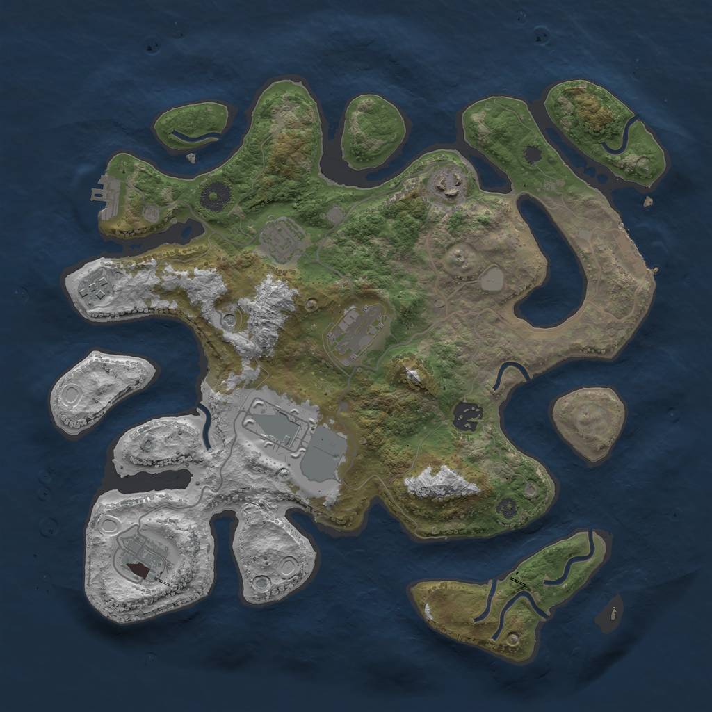 Rust Map: Procedural Map, Size: 3550, Seed: 865984, 15 Monuments