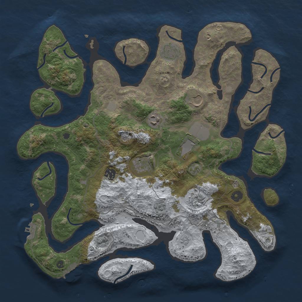 Rust Map: Procedural Map, Size: 4000, Seed: 200469, 17 Monuments