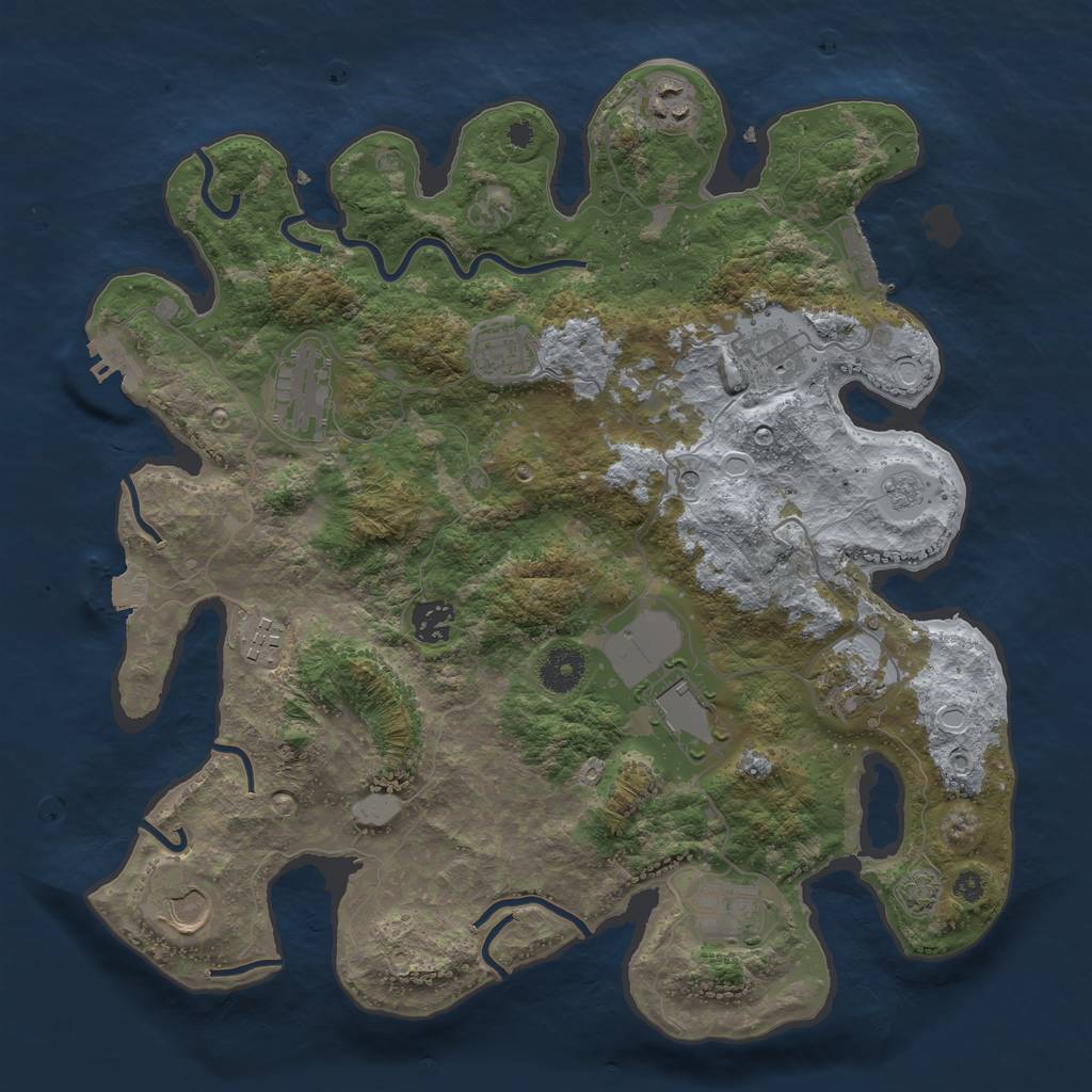 Rust Map: Procedural Map, Size: 3700, Seed: 367098310, 18 Monuments