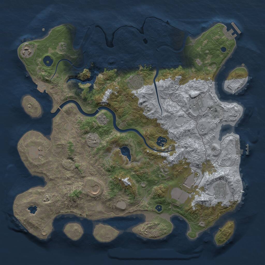Rust Map: Procedural Map, Size: 4000, Seed: 53, 16 Monuments
