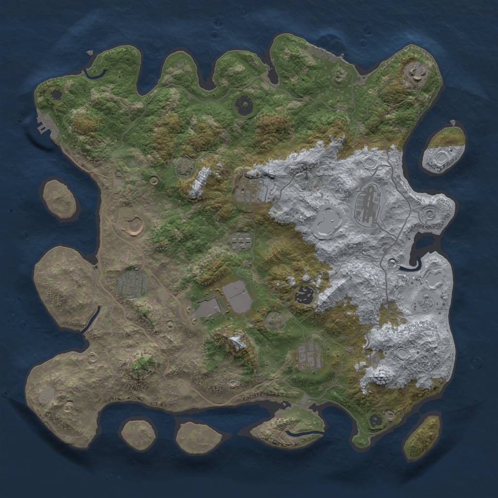 Rust Map: Procedural Map, Size: 4000, Seed: 53, 17 Monuments