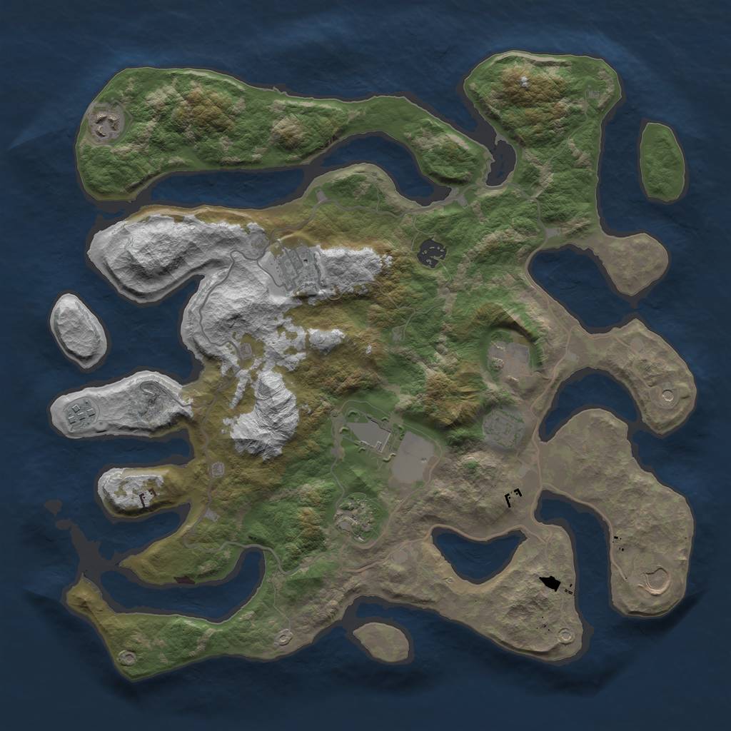 Rust Map: Barren, Size: 4000, Seed: 10122, 12 Monuments